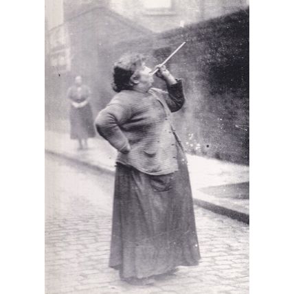 Old Lady With Giant Cigarette Smoking Limehouse London Postcard