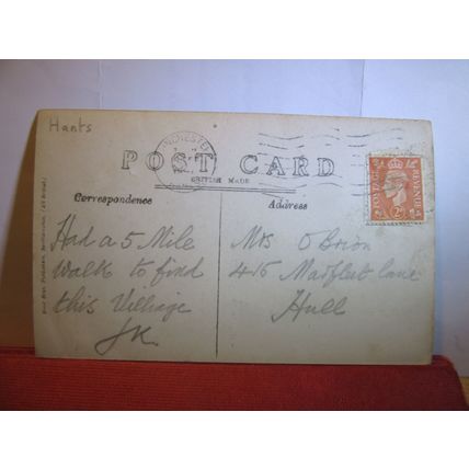 St. ANDREW'S CHURCH, NETHER WALLOP, Hampshire. used postcard RP 1947? pm =