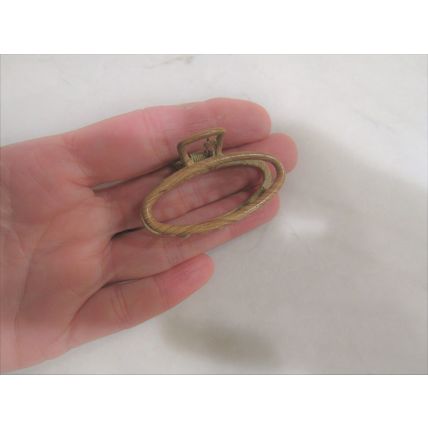Faux bamboo wood medium/small metal oval hair claw clip barrette