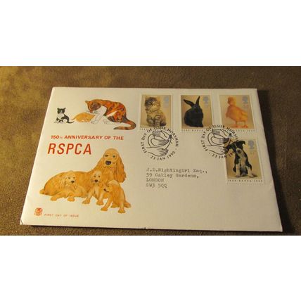 Stuarts 1990 GB FDC Cover - RSPCA / Pet Animal rescue