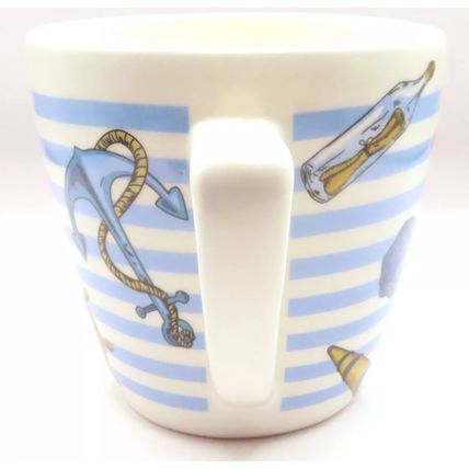 Beach Theme Mug Fine China Blue & White Stripes 9 CM Tableware Ceramic Gift