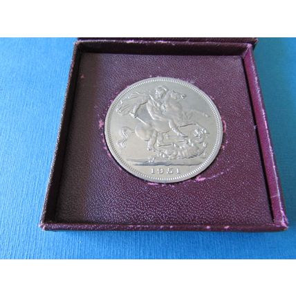 1951 GEORGE VI FESTIVAL OF BRITAIN CROWN IN RED BOX.