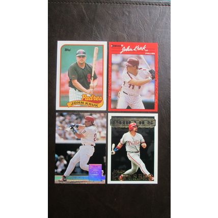 Four (4) John Kruk Baseball Cards (See Pictures and Descriptions Below)