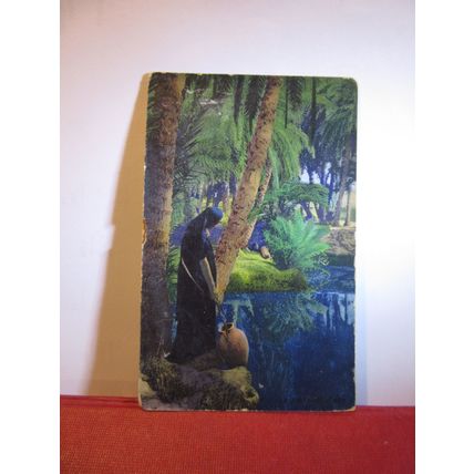 ALGERIAN SCENE, ALGERIA used antique postcard French stamps =