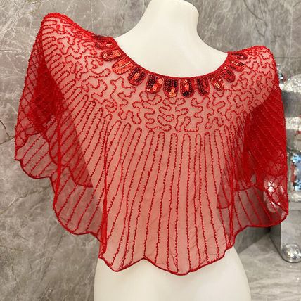 Women's Cape Up Shrug For 1920s Gatsby Sequin Evening Wraps Bridal Wedding Shawl