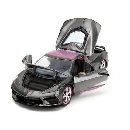 2020 Chevrolet Corvette Stingray Gray Metallic with Pink Carbon Hood and Top ...