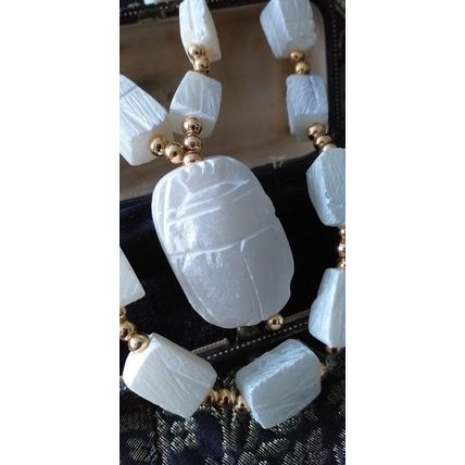 Vintage 1950/60-s Egyptian Revival Large SCARAB NECKLACE - Heavy 91.5 g
