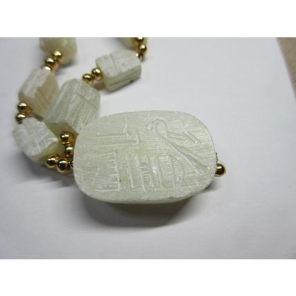 Vintage 1950/60-s Egyptian Revival Large SCARAB NECKLACE - Heavy 91.5 g