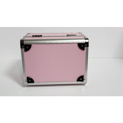 Aluminum Makeup Train Case Jewelry Box Cosmetic Pink 9“x6.75”x6.75”