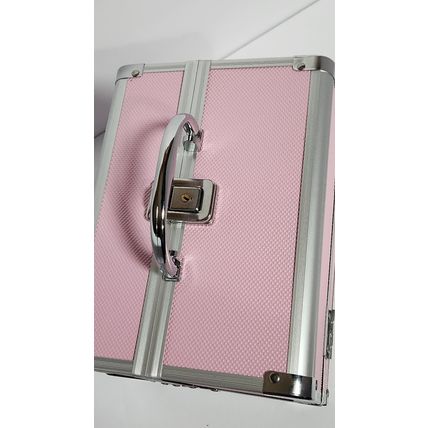 Aluminum Makeup Train Case Jewelry Box Cosmetic Pink 9“x6.75”x6.75”