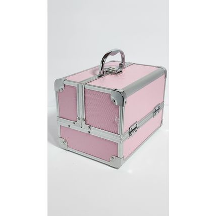 Aluminum Makeup Train Case Jewelry Box Cosmetic Pink 9“x6.75”x6.75”