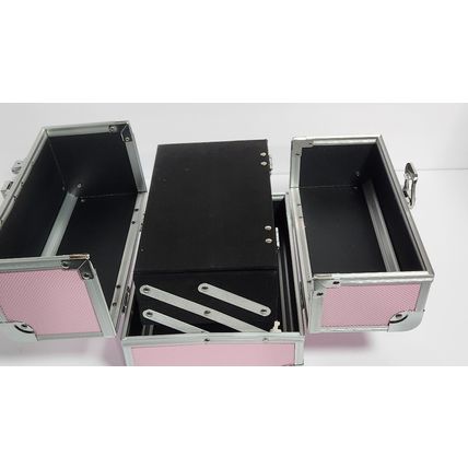 Aluminum Makeup Train Case Jewelry Box Cosmetic Pink 9“x6.75”x6.75”