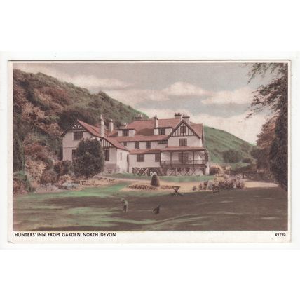 Hunters Inn from the Garden North Devon Postcard 49290