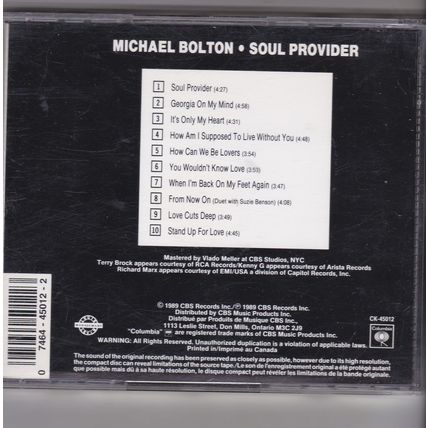 Michael Bolton : Soul Provider. (1989) CD Album