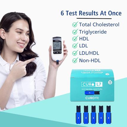 CURO-L7 Professional Grade Blood Cholesterol Testing with Home KIT - All-In-One