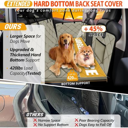 Back Seat Extender for Dogs-Large Space, Dog Car Seat Cover Hard Bottom Holds 42