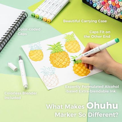 Ohuhu Alcohol Brush Markers 168-Color Art Marker Set Double Tipped Alcohol-Based