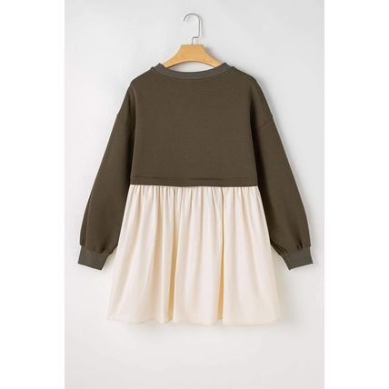 Jungle Green Sweatshirt Poplin Mini Dress