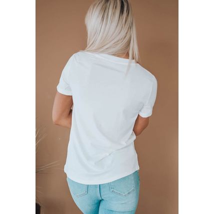 White Merry Christmas Crew Neck Graphic Tee