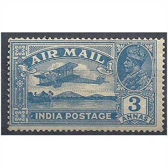 India 1929 SG221 3a Blue AIR Mounted Mint. ..