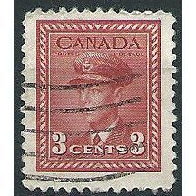 Canada 1942 SG377 3c Carmine-Lake Good Used ... .