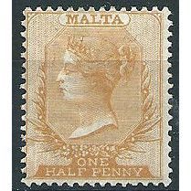 Malta 1882 SG18 1/2d Orange Yellow Crown CA Mounted Mint ... .