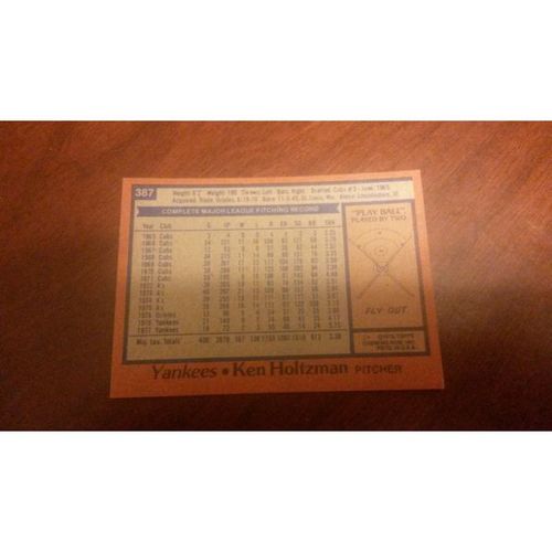1978 Topps Card # 387 Ken Holtzman Excellent - Mint (6) New York Yankees