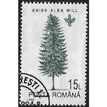 Mi 4982 Y: 15 L. turquoise-green and black Trees: Silver Fir (Abies alba).