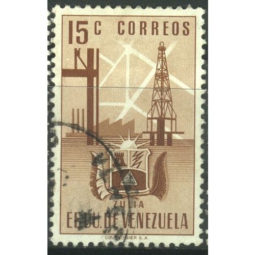 Venezuela 1951 - SG956 - 15c brown - Arms issue - State of Zulia - used