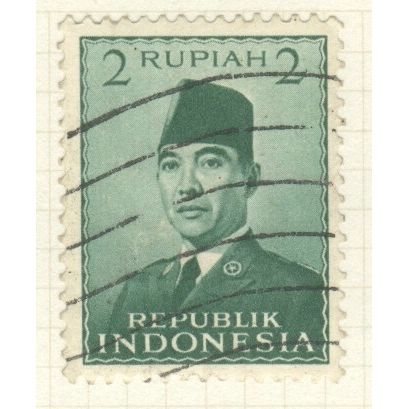 Indonesia 1951 - 2r green - President Sukarno - used
