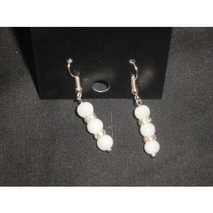 Elegant Smokey grey glass & clear crystal rhinestone short drop earrings