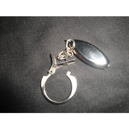 Elongated bronze dipped black glass keyring