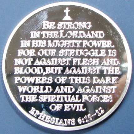 Military Prayer. Challenge Coin. 1.50". Silver Tone. 87b.