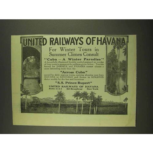 1913 United Railways of Havana Ad - Winter Tours