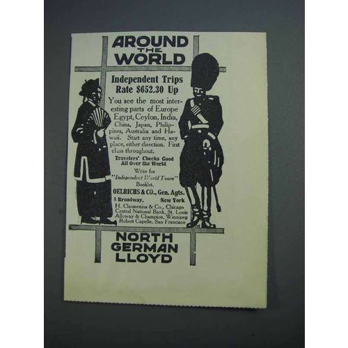 1914 North German Lloyd Cruise Ad - Around the World