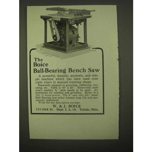 1922 Boice Ball-bearing Bench Saw Ad