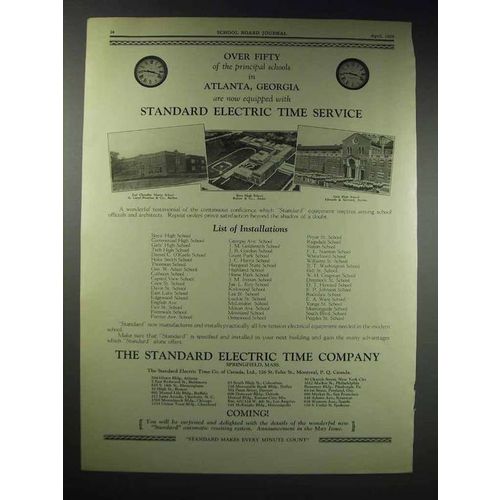 1929 Standard Electric Time Ad - Atlanta, GA Schools