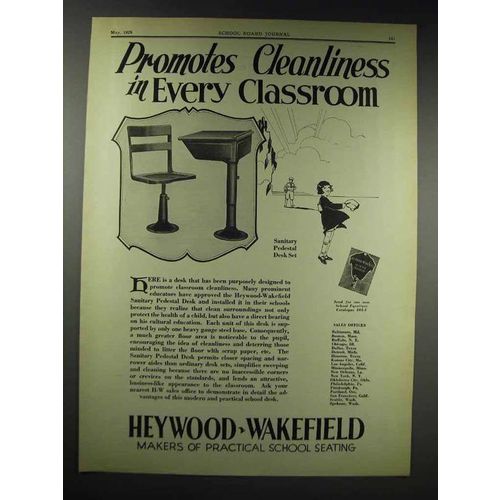 1929 Heywood-Wakefield Sanitary Pedestal Desk Set Ad