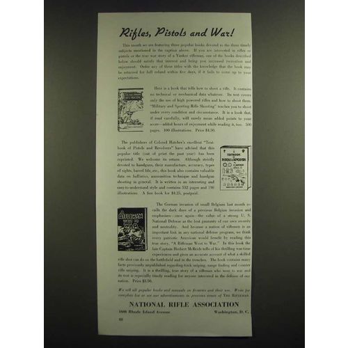 1940 NRA National Rifle Association Ad - Rifles, Pistols and War!