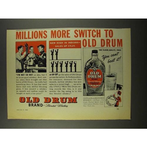 1940 Old Drum Whiskey Ad - Millions More Switch To