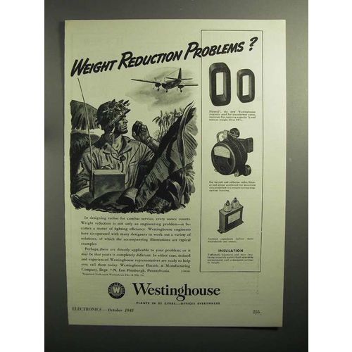 1943 WWII Westinghouse Ad - Weight Reduction