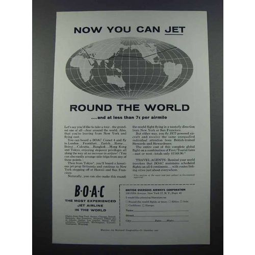1959 BOAC Airways Ad - Jet Round the World