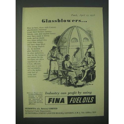 1959 Fina Fuel Oils Ad - Glassblowers