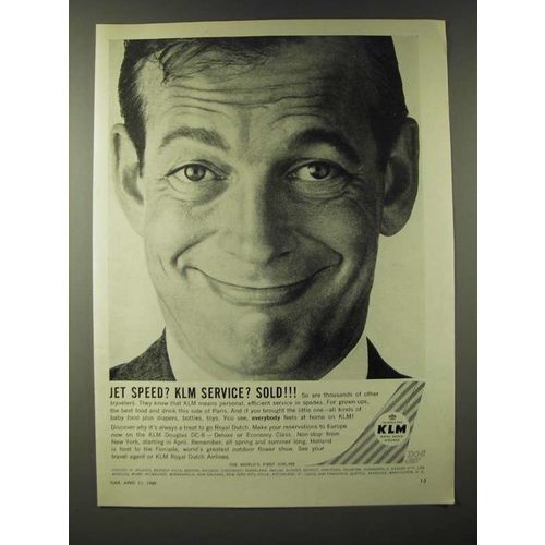 1960 KLM Airlines Ad - Jet speed? KLM Service? Sold!!!