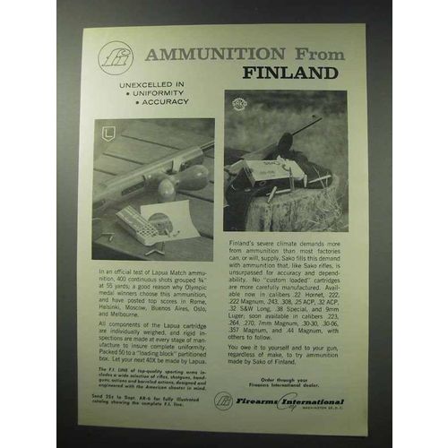 1964 F.I. Ad - Lapua Match and Sako Ammunition
