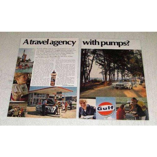 1968 Gulf Gasoline Ad - A Travel Agency With Pumps?
