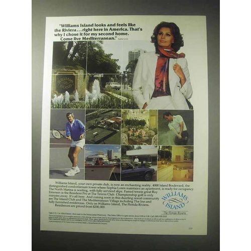 1985 Williams Island Florida Ad - Sophia Loren