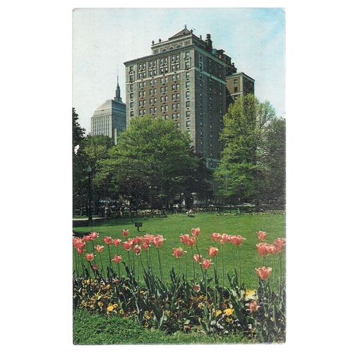 PUBLIC GARDEN & RITZ -CARLTON, BOSTON, MASSACHUSETTS USA used postcard 1981 =