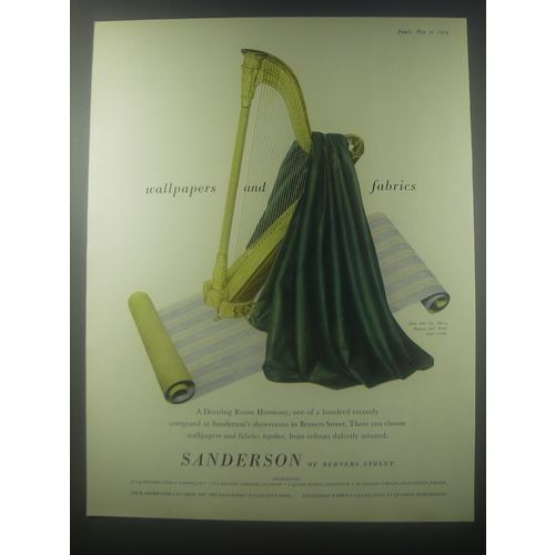 1954 Sanderson Advertisement - Satin Rep SR114 Fabric, Regency Style Wallpaper