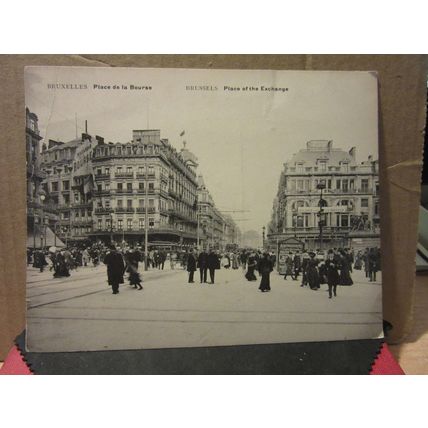 PLACE OF THE EXCHANGE, BRUXELLES, BRUSSELS . unused large antique postcard =